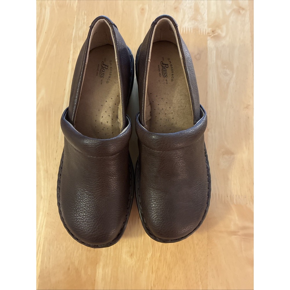 G.H Bass Sheena Brown Faux Leather Pebbled Clog 7M Boho